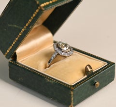 Platinum Halo Engagement Ring. 1.10ct Old European Cut Diamond Halo Ring J VS1
