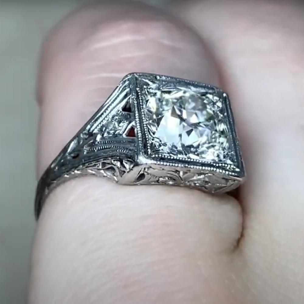 Anillo de compromiso de diamantes antiguos en platino (aprox. 1,50 quilates), Platino Art Decó en venta