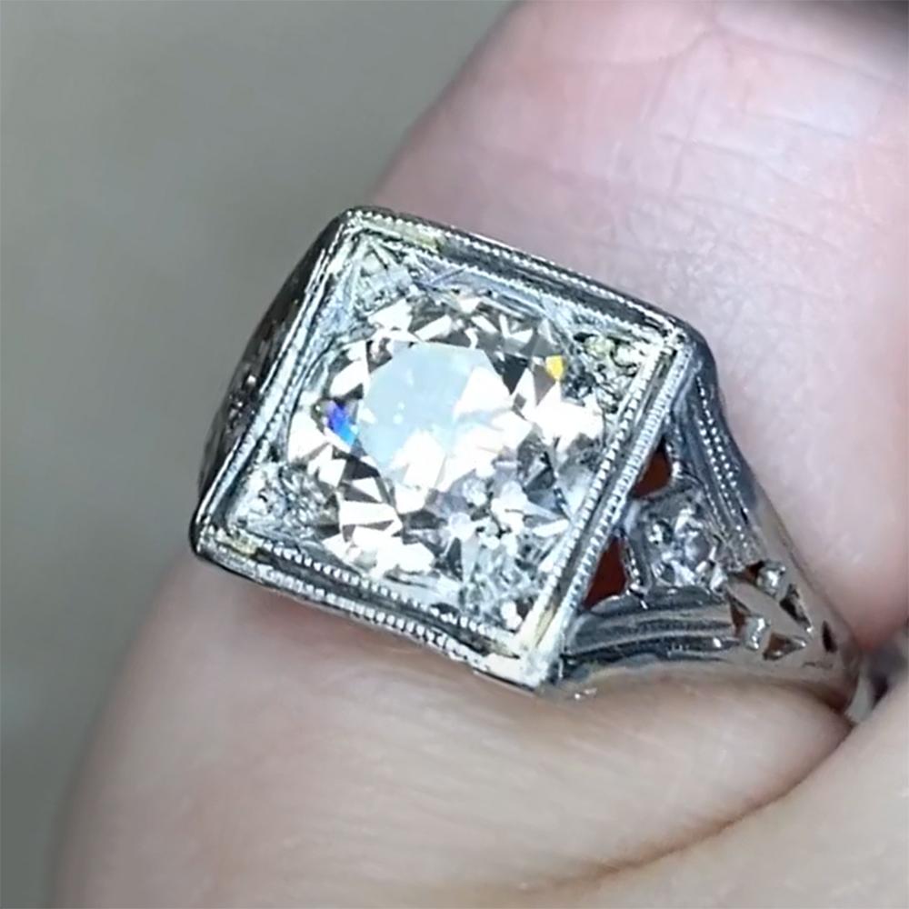 Bague de fiançailles ancienne en platine avec diamants (environ 1,50 carat), Excellent état - En vente à New York, NY