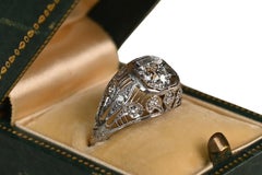 Old Euro Diamond Bezel-Set Ring (Approx. 0.60-Carats), Platinum, Circa 1920