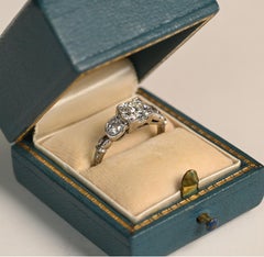 GIA Diamond Platinum Ring. 1ct Old European Cut Three Stone Engagement Ring KVS2