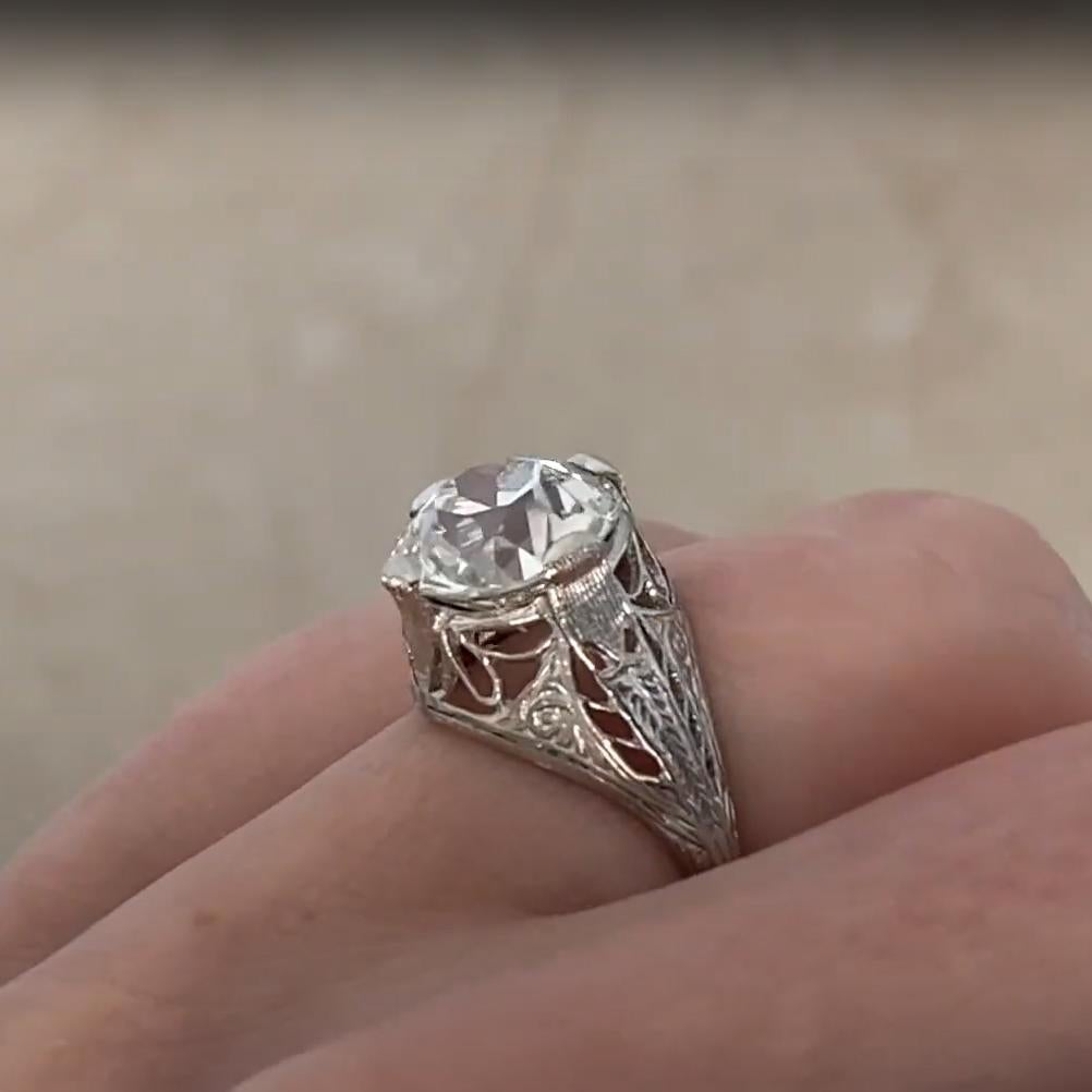 Bague en platine sertie d'un vieux diamant européen (environ 3,00 carats selon le GIA), vers 1925 Excellent état - En vente à New York, NY