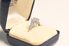 0.50 Carat Old European Cut Cluster Ring. Diamond Platinum Filigree J VS2-SI1