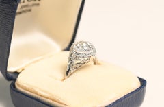 Antique Old European Diamond Filigree Ring. 0.60TCW Platinum Cluster J VS2-SI1