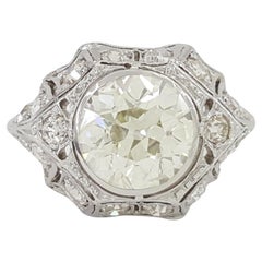 Vintage Old European 2.80 Carat Diamond Solitaire Ring 
