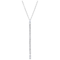 Old European and Baguette Diamond Bar Platinum Link Necklace