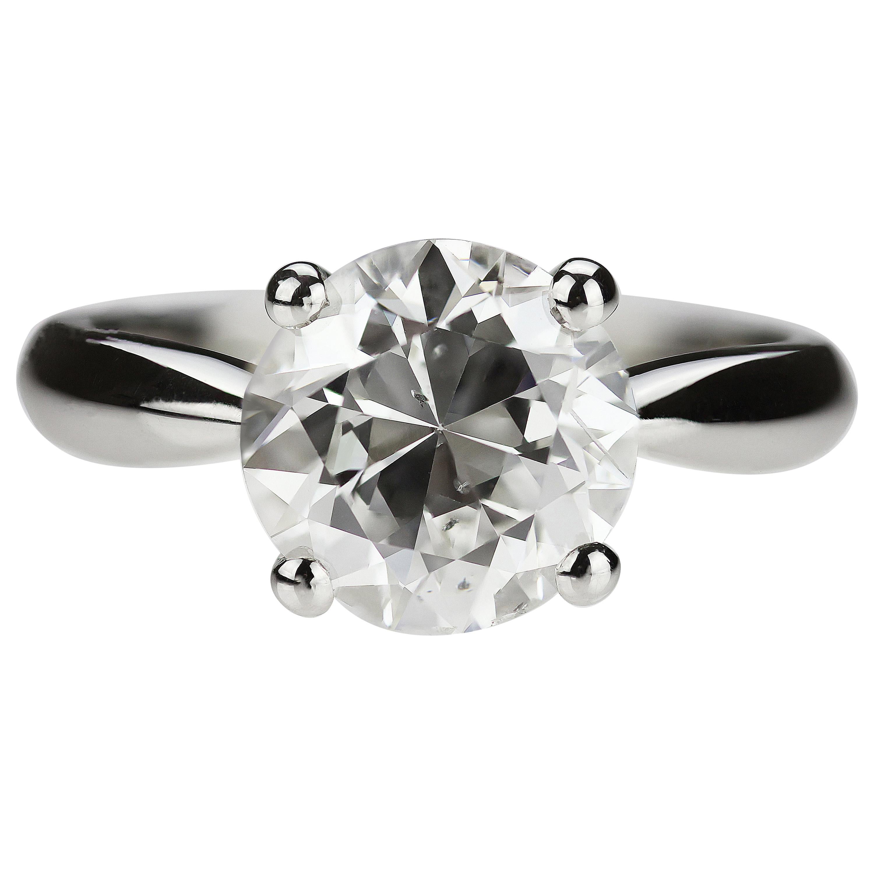 Alter europäischer antiker Diamant 2,97ct Single Stone/Solitaire Ring in Platin