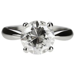 Anello Single Stone/Solitaire con diamante antico europeo da 2,97 carati in platino