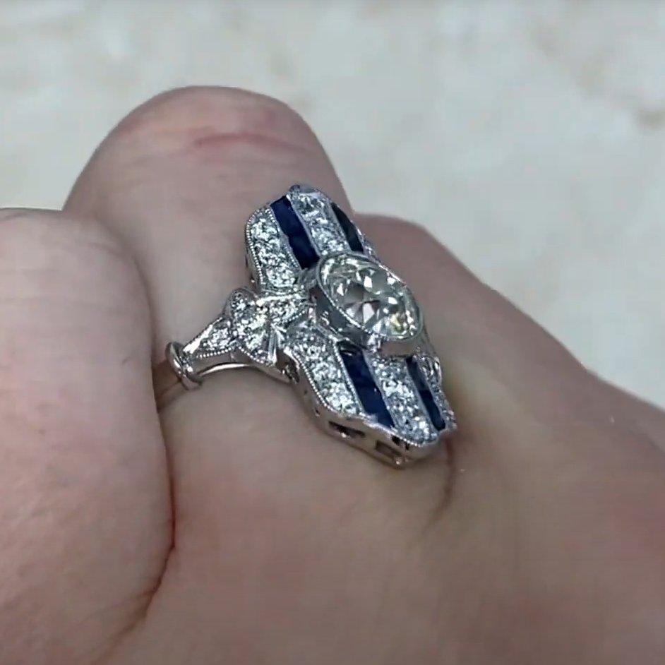Anillo Halo de Diamantes Antiguos Europeos (Aprox. 1,10 Quilates), Platino Corte europeo antiguo en venta