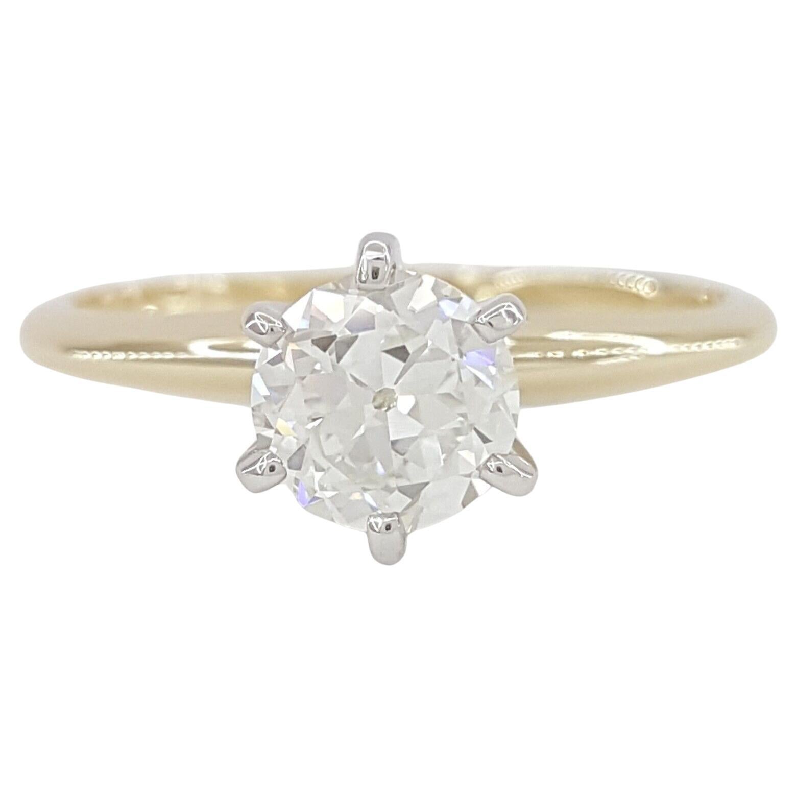 Old European brilliant Cut diamond yellow gold ring For Sale