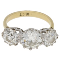 Old European Brilliant Cut Three-Stone Diamond Engagement Ring