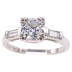  Old European Cut 0.91 Carat GIA Certified Diamond Platinum Engagement Ring
