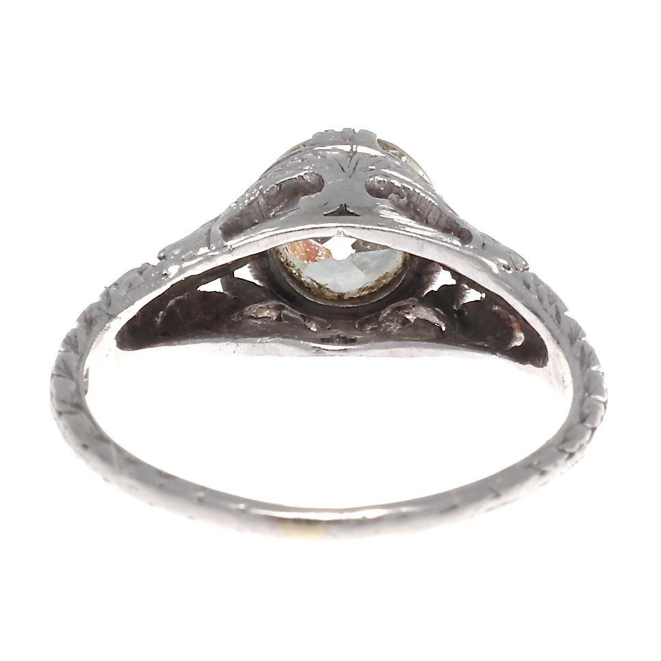 Women's Old European Cut 1 Carat Diamond Platinum Engagement Ring