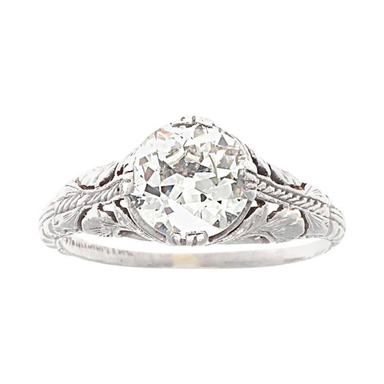 Old European Cut 1 Carat Diamond Platinum Engagement Ring