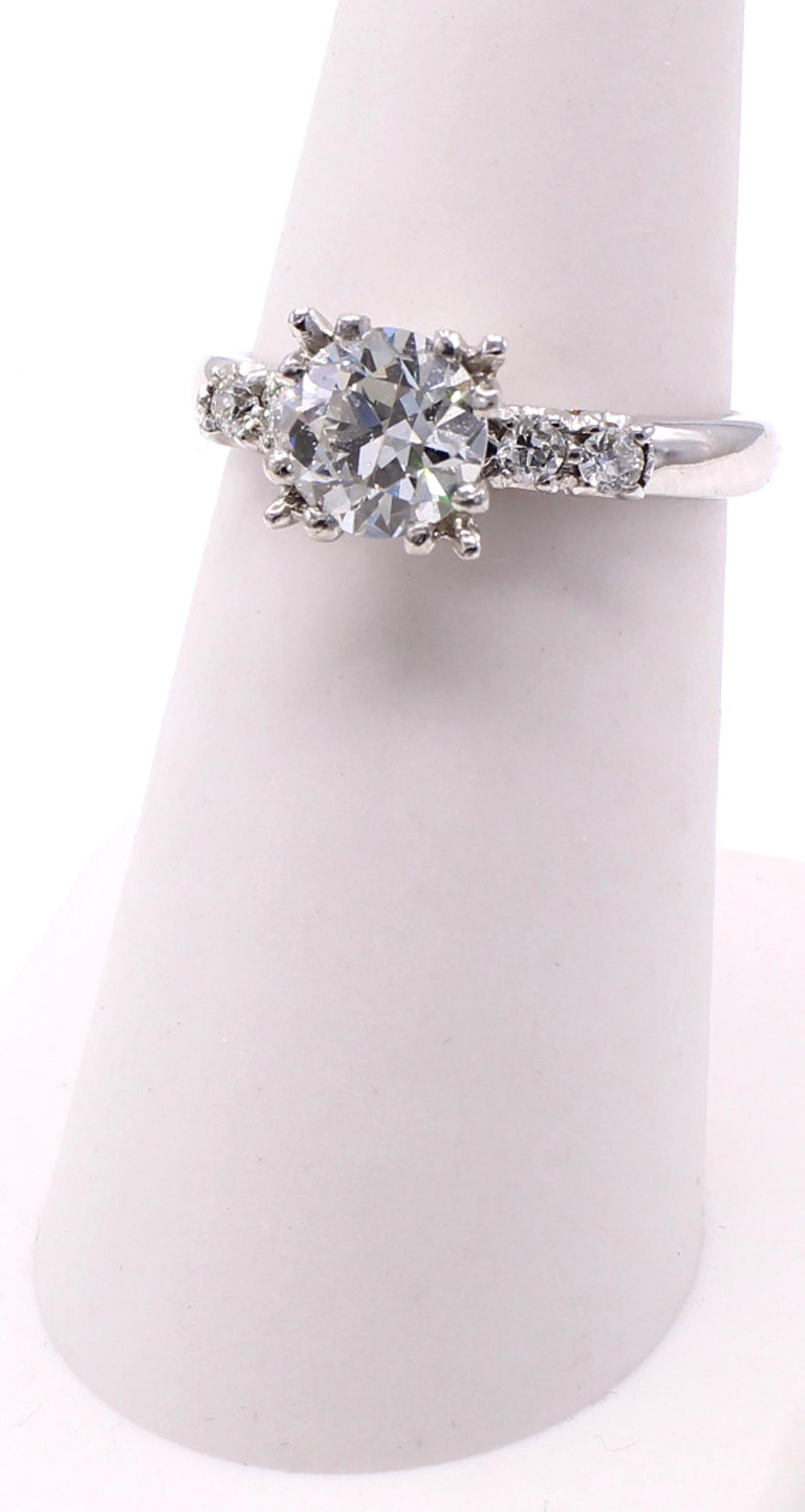 Art Deco  Old European Cut 1.10 Carat GIA Certified Vintage Diamond Engagement Ring