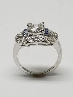 Old European Cut 1.39 Brilliant Cut set in 14k white gold Art Deco Ring