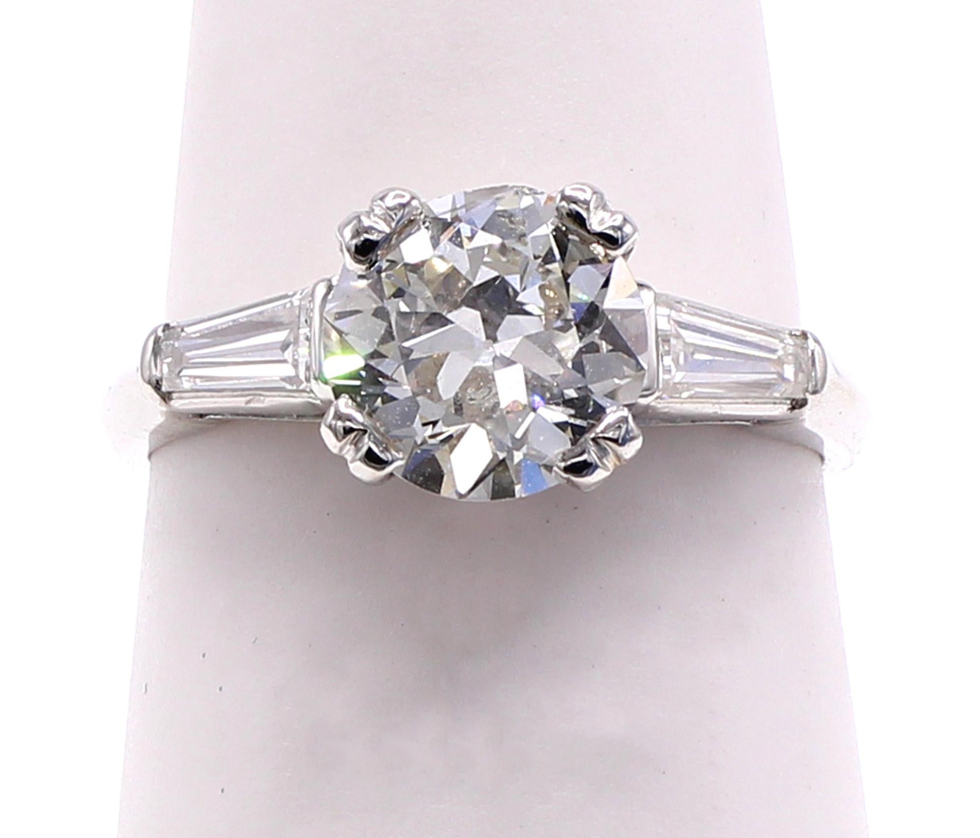 Women's or Men's Old European Cut 1.62 Carat Diamond Engagement Ring  For Sale
