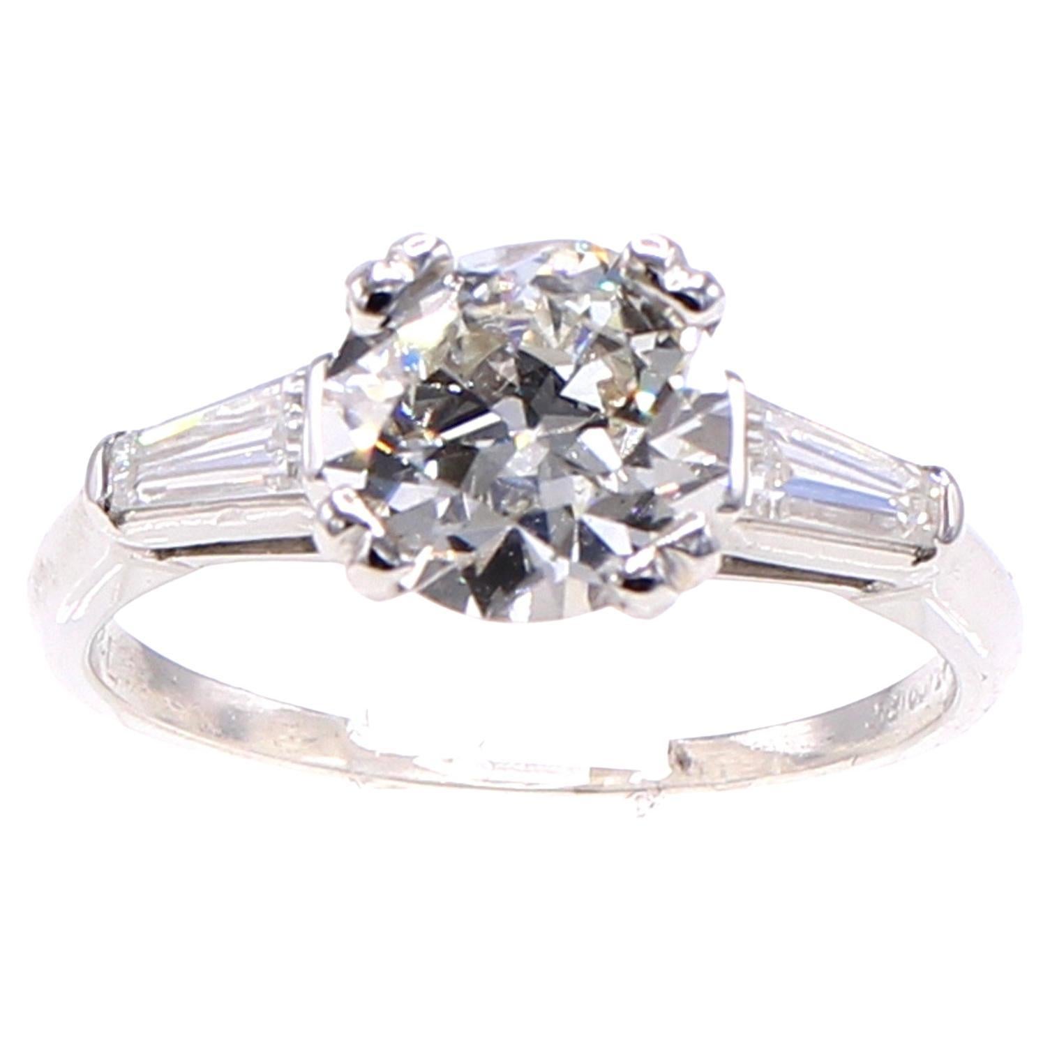 Old European Cut 1.62 Carat Diamond Engagement Ring  For Sale