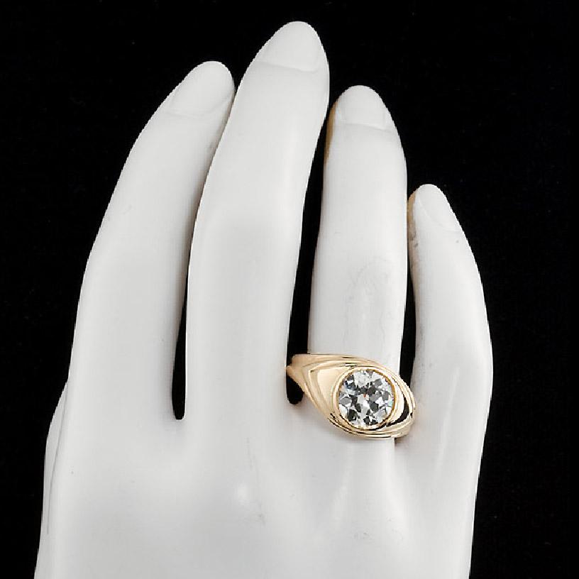 Women's or Men's Old European Cut Diamond Engagement Ring 2.86 Carat