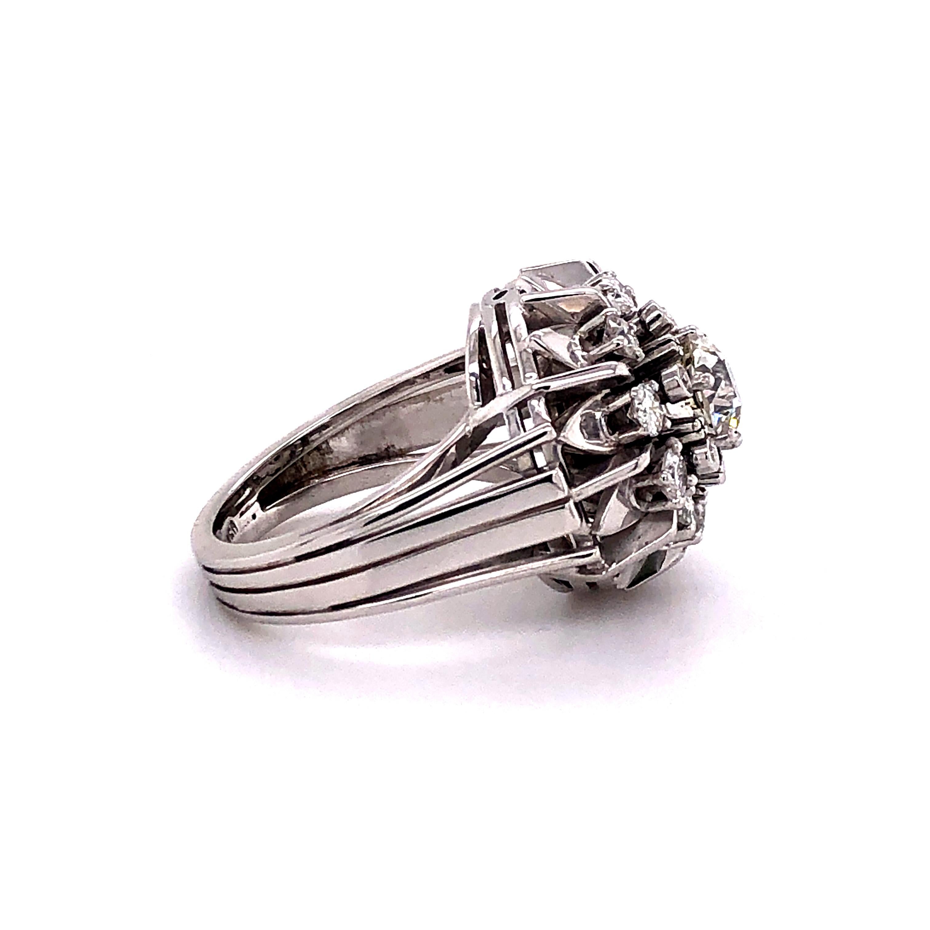 Bague en or blanc 18 carats avec diamant taille européenne ancienne Bon état - En vente à Lucerne, CH