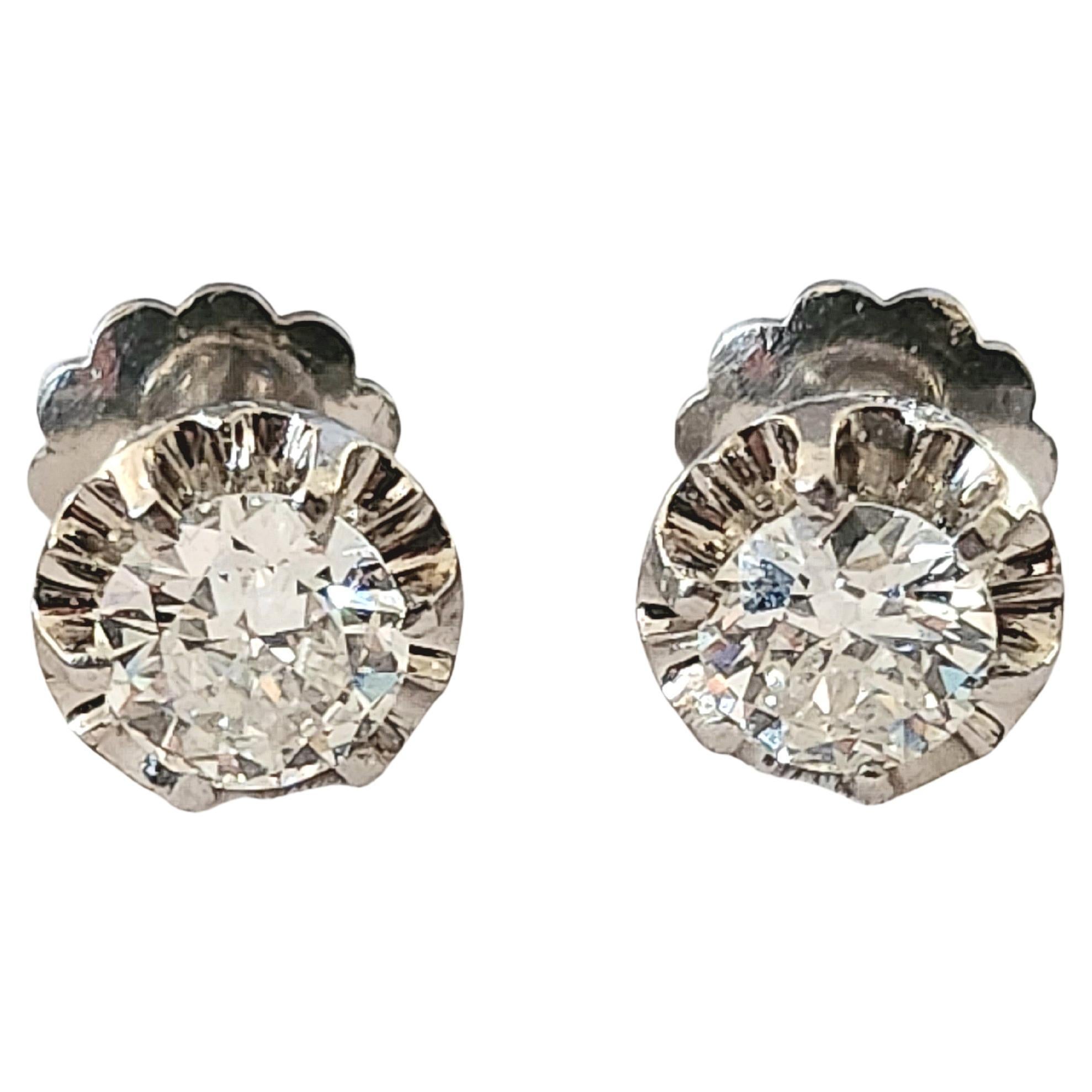 Alt-Europäischer Diamant-Schliff 1,90 Karat Platin-Ohrstecker im Angebot