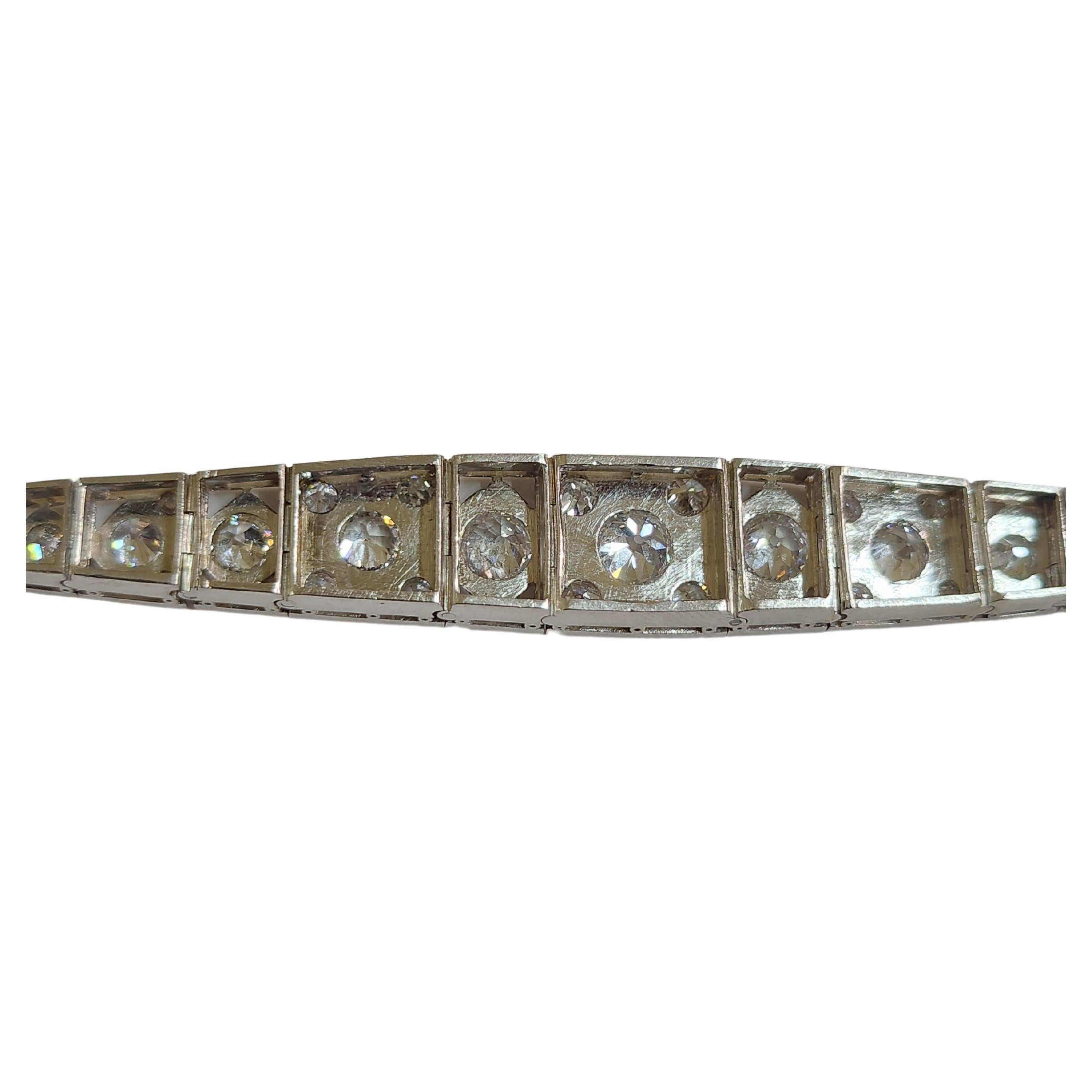 Old European Cut Diamond 4 Carats Platinum Bracelet For Sale 3