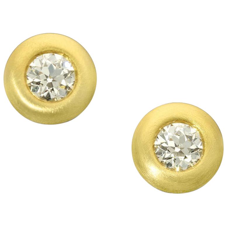 Hancocks Boucles d'oreilles « Donut » en or jaune 22 carats et diamants taille vieille Europe