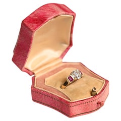 Old European Cut Diamond and Ruby Ring (Approx. 1.60-Carats), 18K Yellow Gold