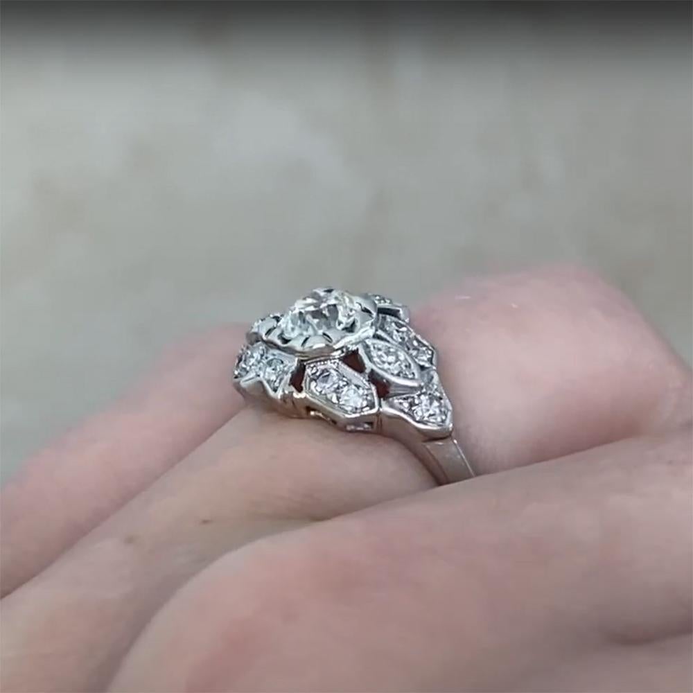 Women's Old European Cut Diamond (Approx 0.50-Carats) Art Deco Engagement Ring, Platinum For Sale