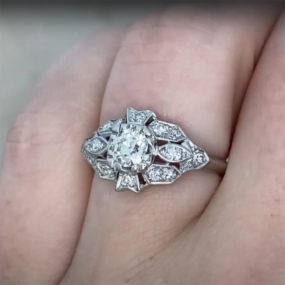 Old European Cut Diamond (Approx 0.50-Carats) Art Deco Engagement Ring, Platinum For Sale 1