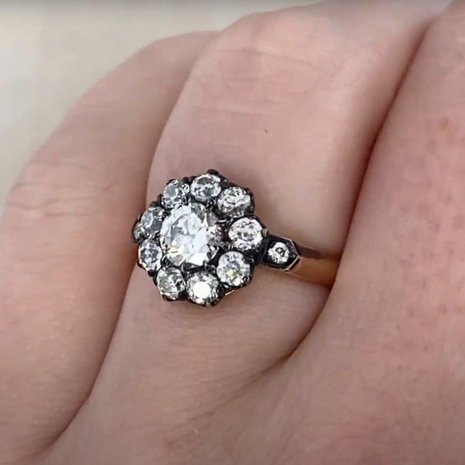 Anillo en racimo de diamantes talla europea antigua (aprox. 0,50 quilates), oro amarillo de 18k Corte europeo antiguo en venta