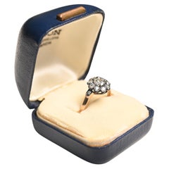 Anillo en racimo de diamantes talla europea antigua (aprox. 0,50 quilates), oro amarillo de 18k