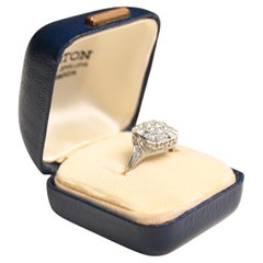 Old European Cut Diamond (Approx 0.50-Carats) Diamond Square Halo Ring, Platinum