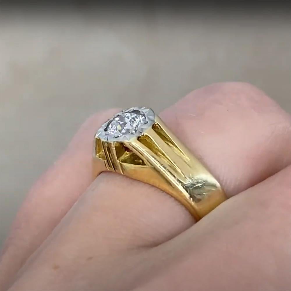 Old European Cut Diamond (Approx. 0.50-Carats) Engagement Ring, 18k Yellow Gold In Excellent Condition For Sale In New York, NY
