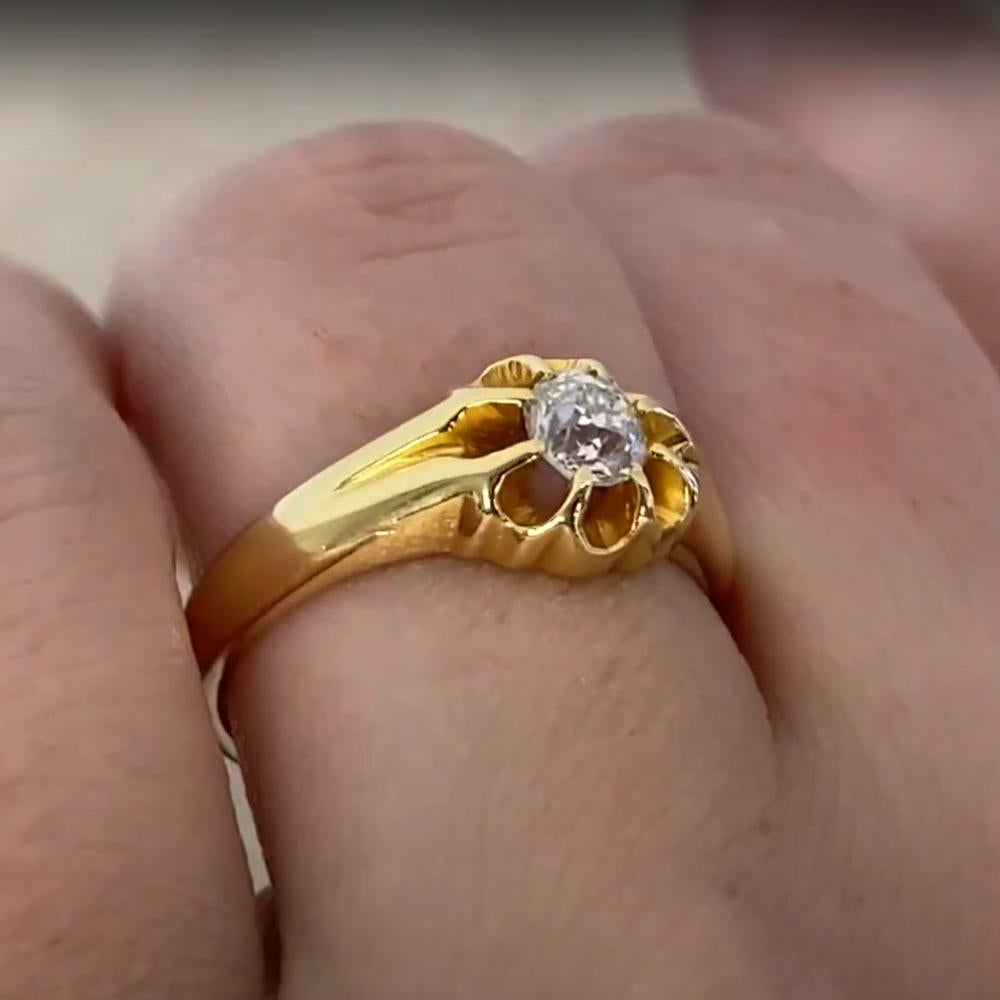 Victorien Bague à motif floral en or jaune 18 carats, diamant de taille européenne ancienne (environ 0,50 carats) en vente
