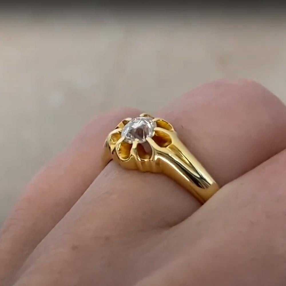 Taille vieille Europe Bague à motif floral en or jaune 18 carats, diamant de taille européenne ancienne (environ 0,50 carats) en vente