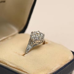 Old Euro Cut Diamond Bezel-Set Cluster Ring (Approx. 0.60-Carats), Platinum