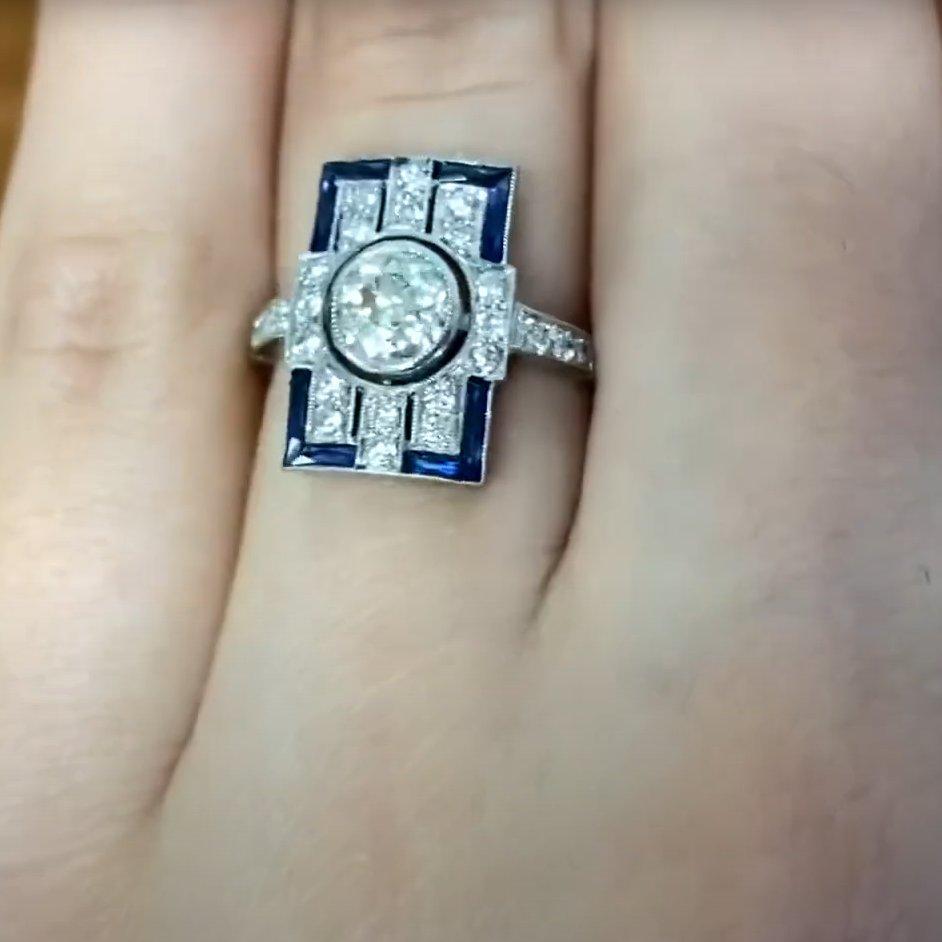 Anillo de cóctel con diamantes talla europea antigua (aprox. 0,60 quilates), platino Corte europeo antiguo en venta