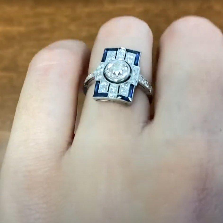De las mujeres Anillo de cóctel con diamantes talla europea antigua (aprox. 0,60 quilates), platino en venta