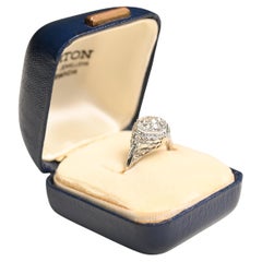 Anillo en racimo de diamantes talla europea antigua (aprox. 0,60 quilates), platino