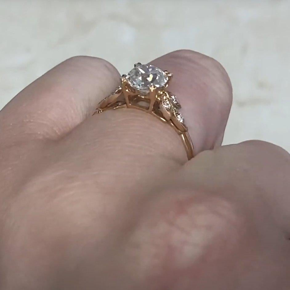 Bague de fiançailles en or rose 18 carats avec diamant taille européenne ancienne (environ 1,10 carat) Excellent état - En vente à New York, NY