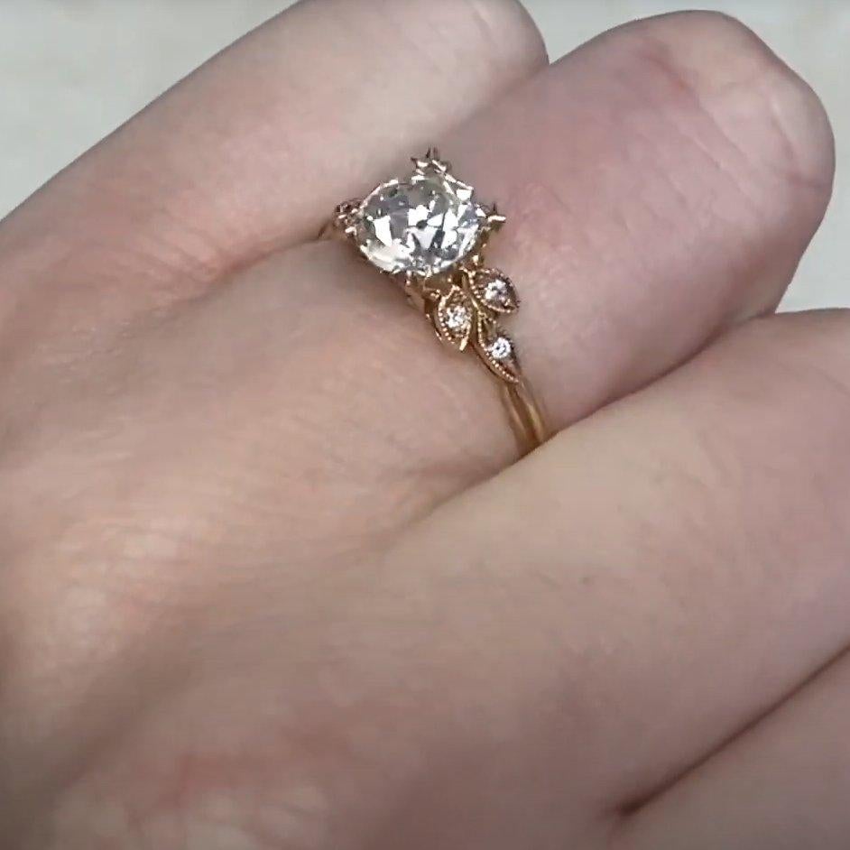 Bague de fiançailles en or rose 18 carats avec diamant taille européenne ancienne (environ 1,10 carat) Pour femmes en vente