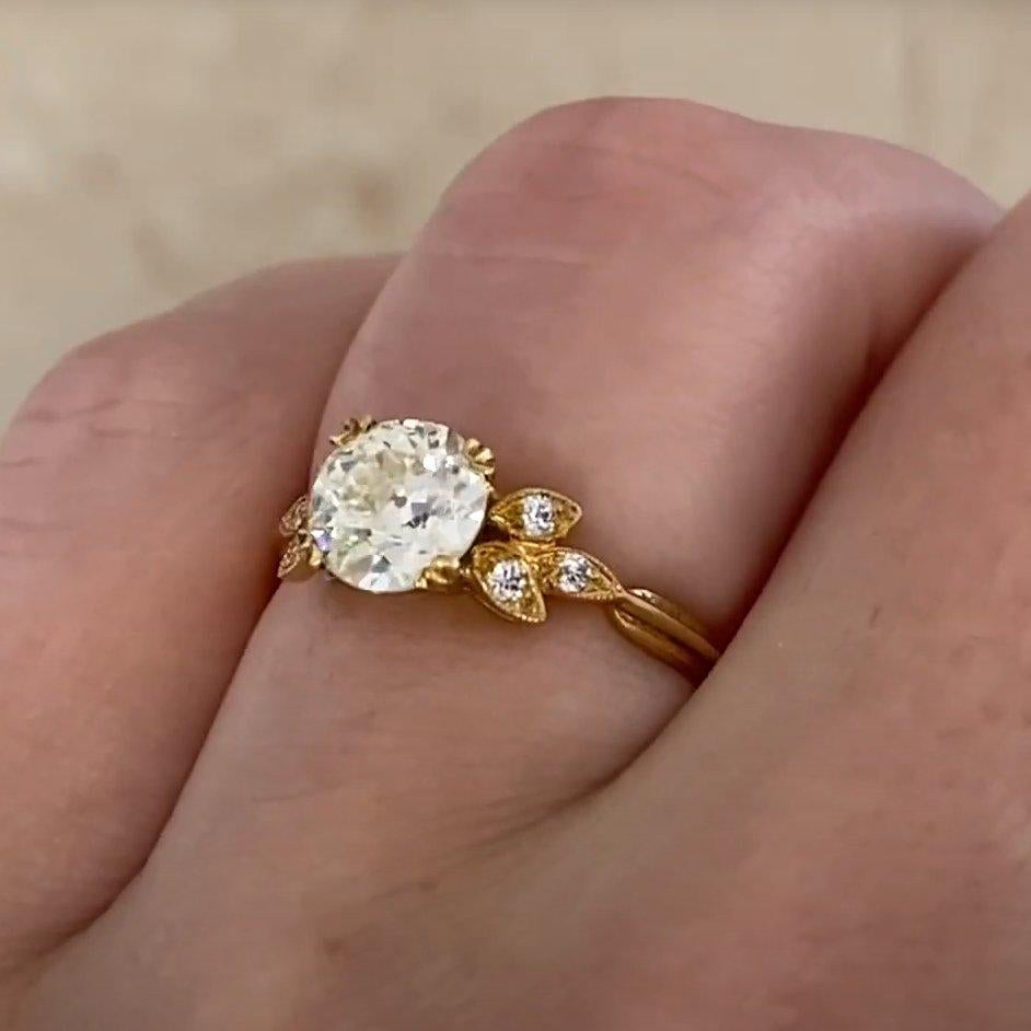 Bague de fiançailles en or jaune 18 carats avec diamant taille européenne ancienne (environ 1,10 carat) Pour femmes en vente