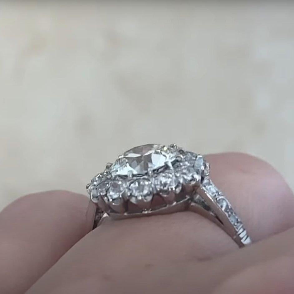 Diamant ancien de taille européenne (Approx. Bague grappe GIA de 1,20 carat, platine Excellent état - En vente à New York, NY
