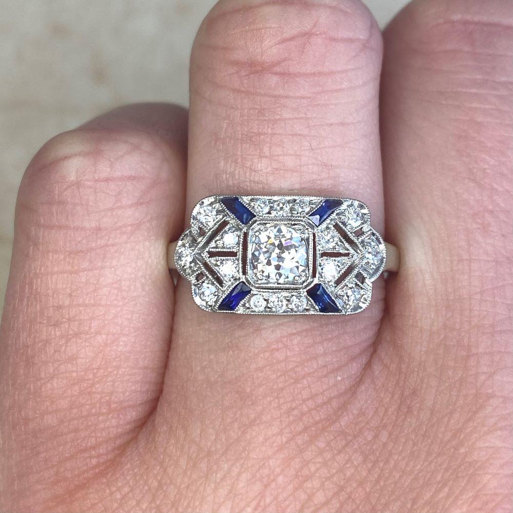 Taille vieille Europe Bague de fiançailles de style Art déco avec diamant de taille européenne ancienne (environ 0,25 carat) en vente