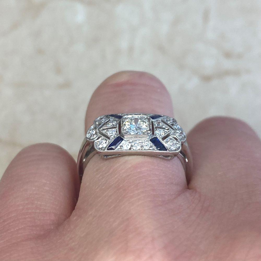 Bague de fiançailles de style Art déco avec diamant de taille européenne ancienne (environ 0,25 carat) Excellent état - En vente à New York, NY