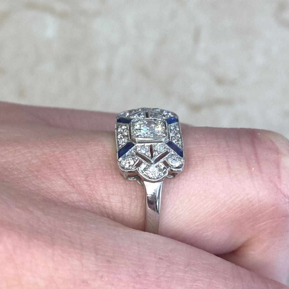 Bague de fiançailles de style Art déco avec diamant de taille européenne ancienne (environ 0,25 carat) Pour femmes en vente