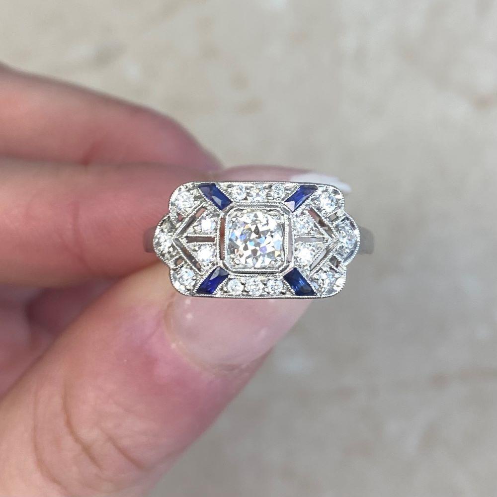 Bague de fiançailles de style Art déco avec diamant de taille européenne ancienne (environ 0,25 carat) en vente 1