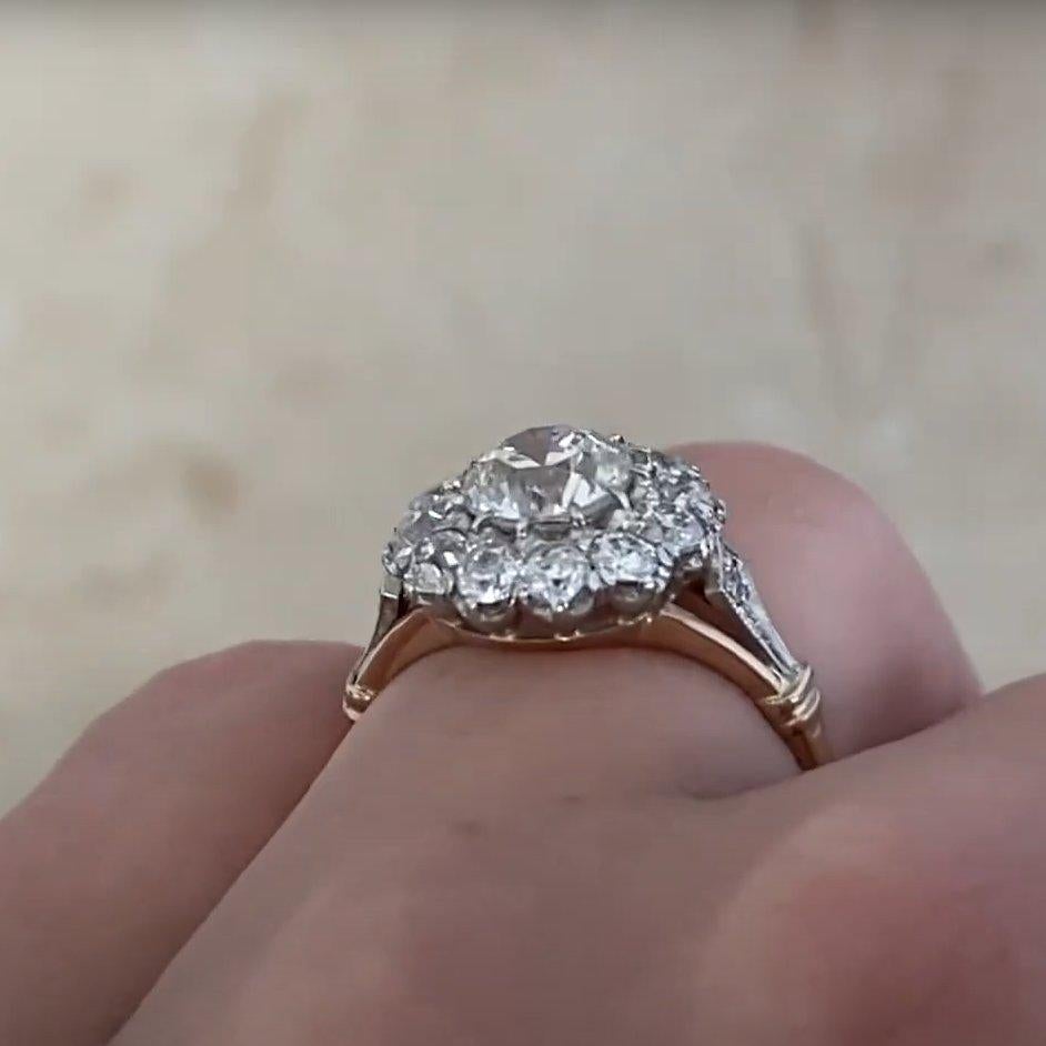 Bague de fiançailles grappe de diamants taille européenne ancienne (environ 0.90 carat), platine Unisexe en vente