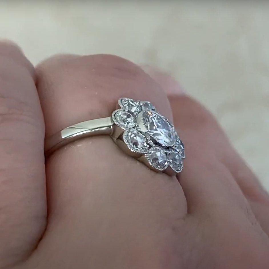 Bague grappe de diamants taille européenne ancienne (environ 1,20 carat), platine Excellent état - En vente à New York, NY